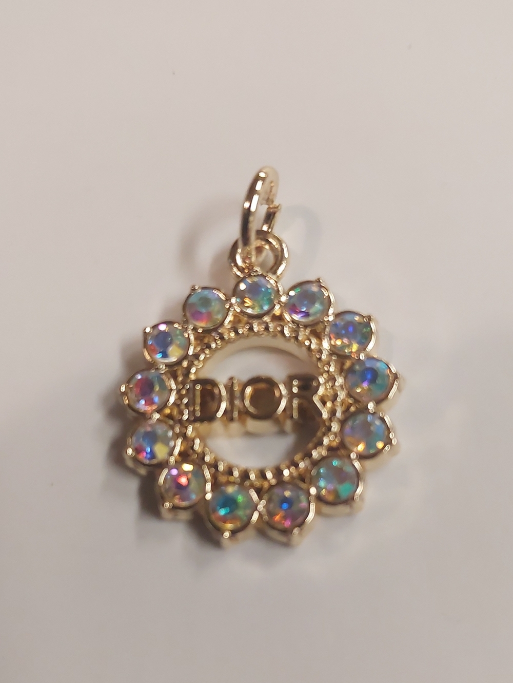 Dior Gold-Tone Circular Pendant with Iridescent Crystals Rare